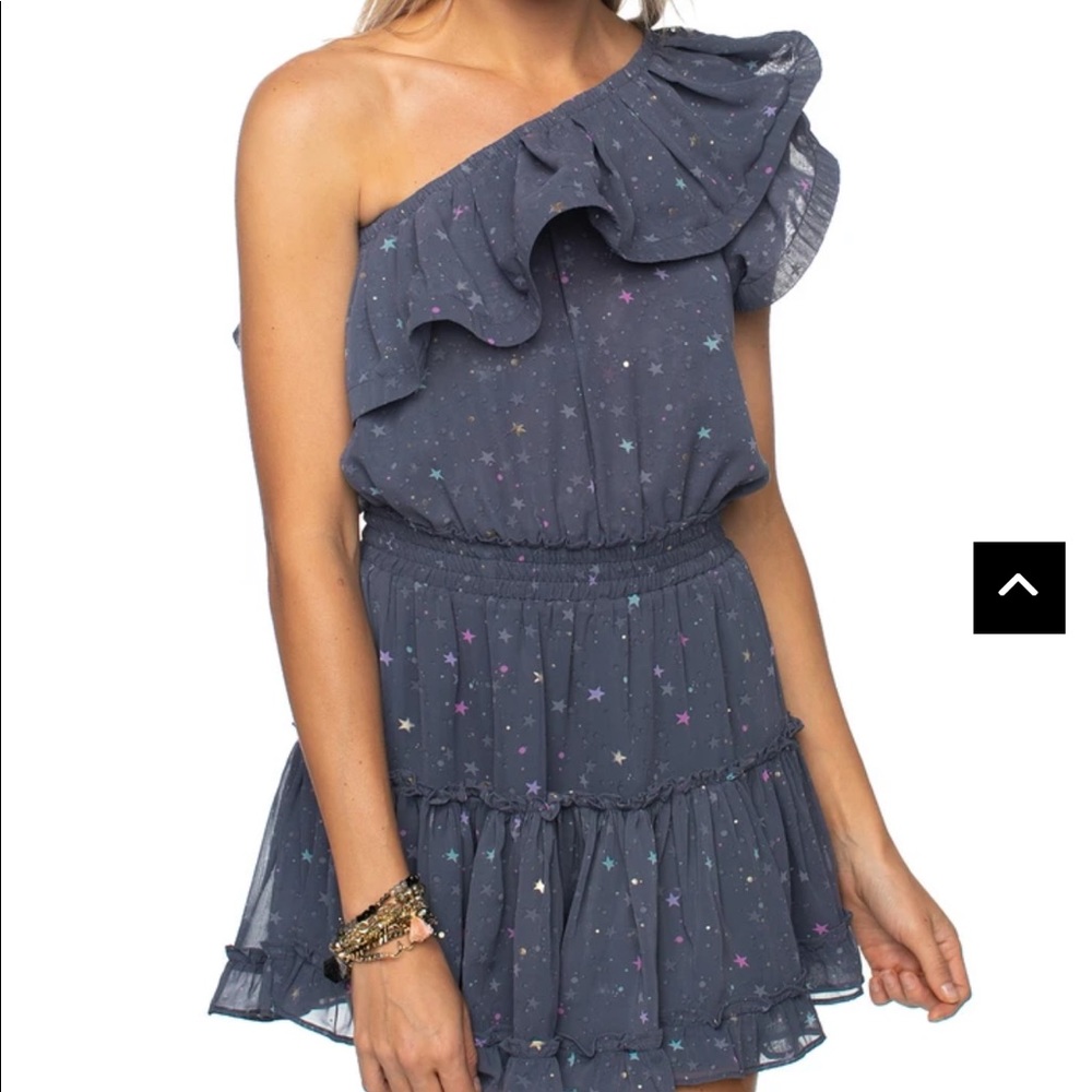 One shoulder star print dress